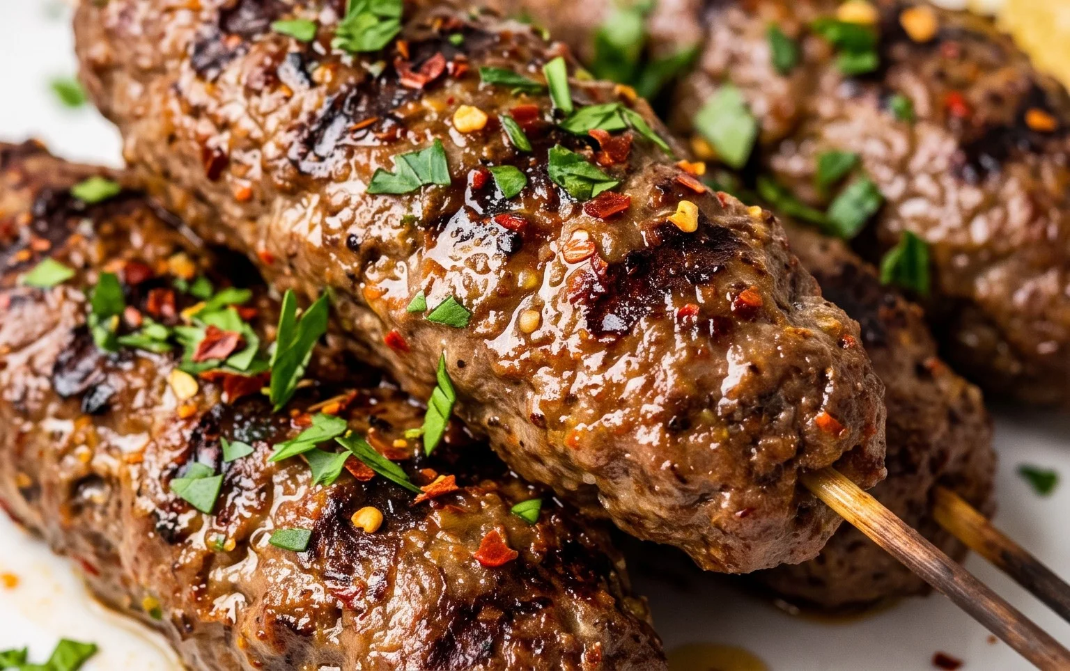 Brochettes de kefta à la marocaine, viande hachée épicée
